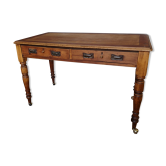 Solid wood desk on wheels