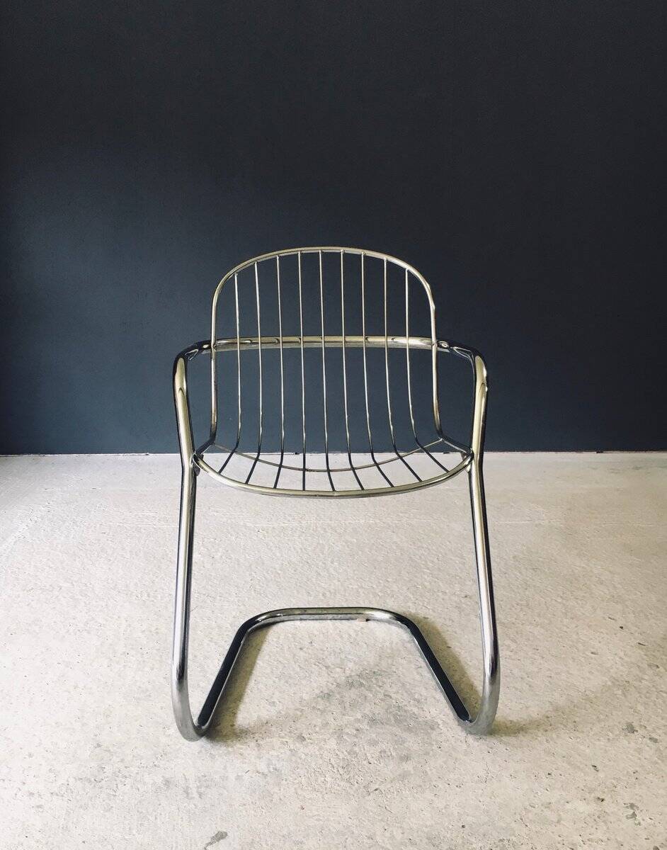 Mid-Century Modern Chrome Dining Chairs by Gastone Rinaldi, Italy, 1970s, Set of 6