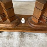 Art deco wooden lamp with photo holder