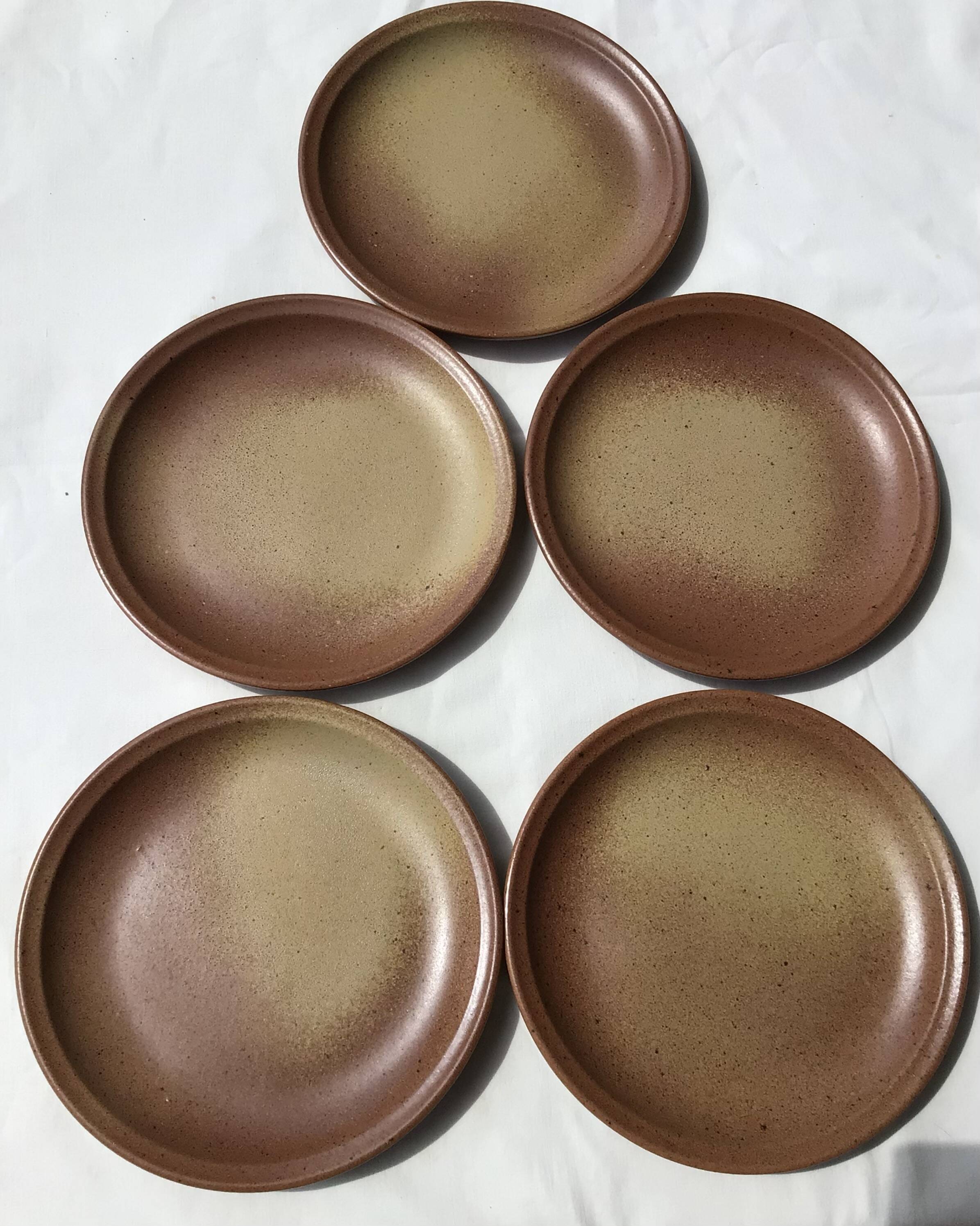 5 Dinner plates Burgundy Sarreguemines sandstone nuanced brown