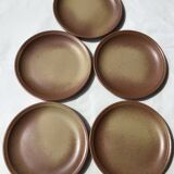 5 Dinner plates Burgundy Sarreguemines sandstone nuanced brown
