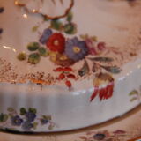 Old ceramic buttermaker, hand-painted floral patterns