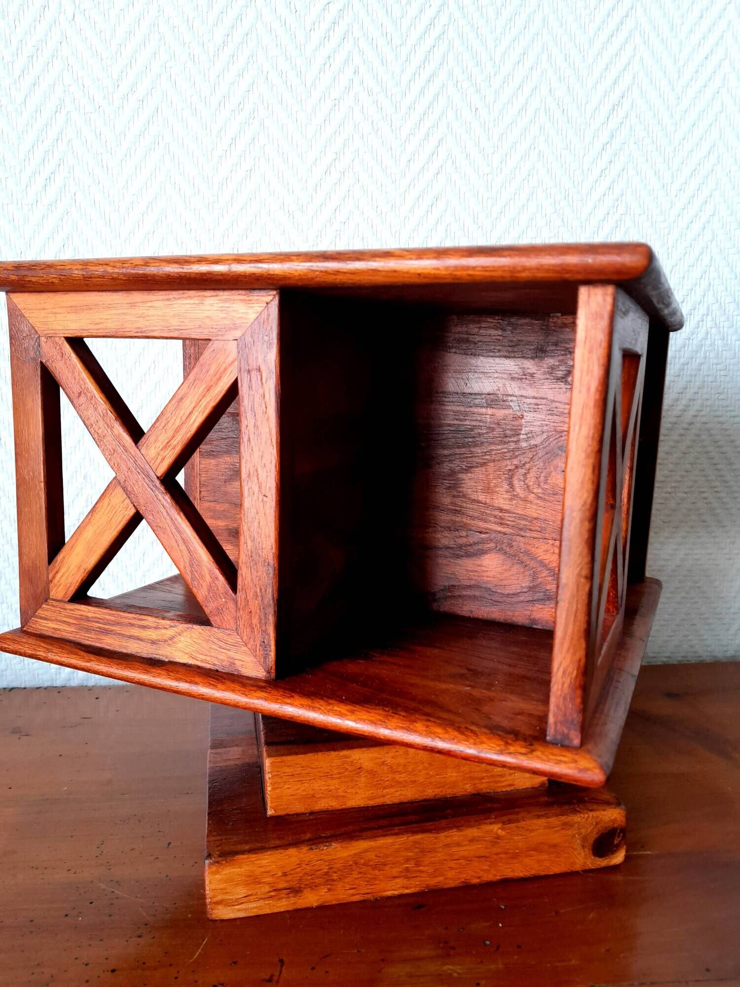 Small vintage teak revolving bookcase