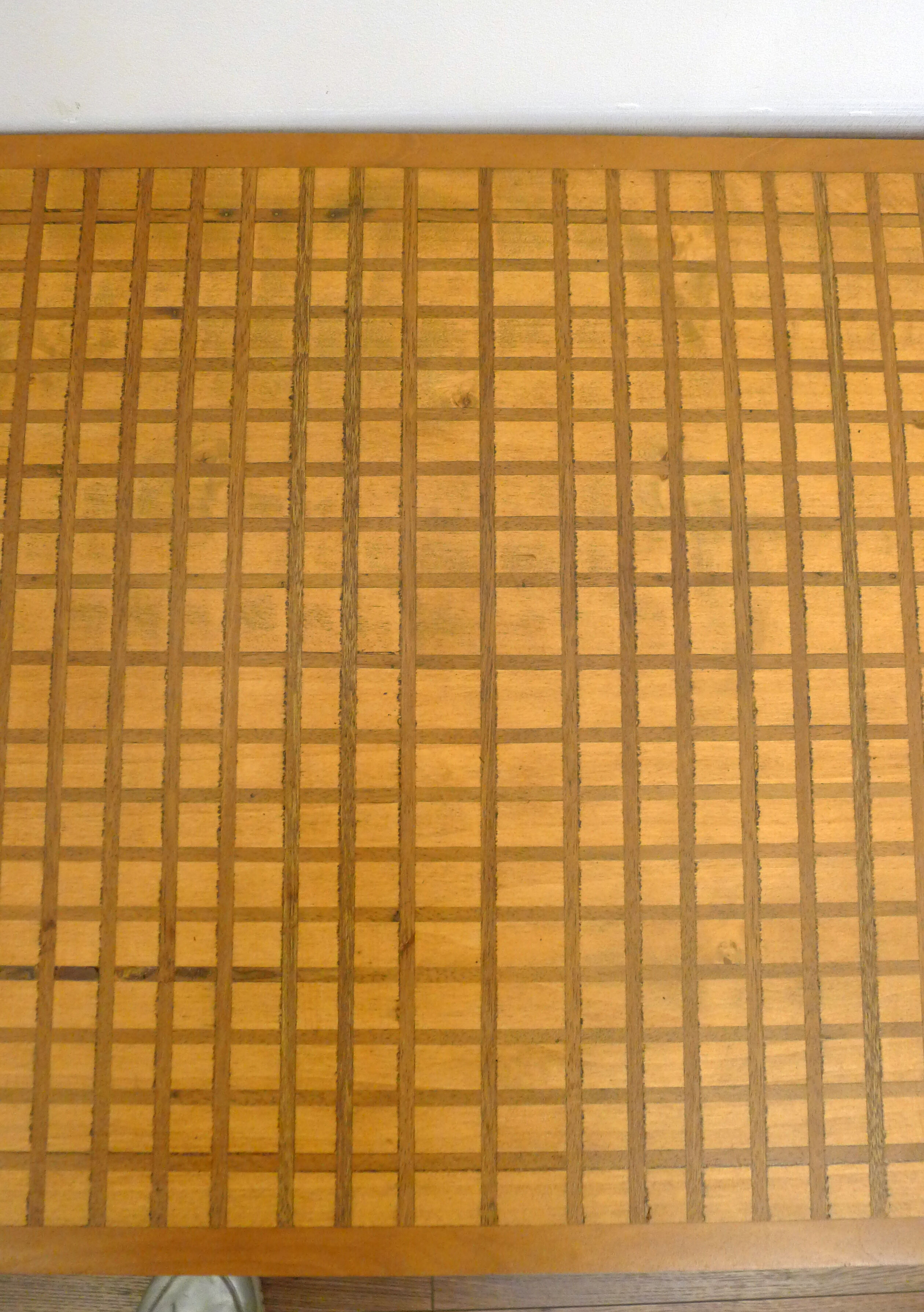 Mid-century grid coffee table, in wood & marquetry