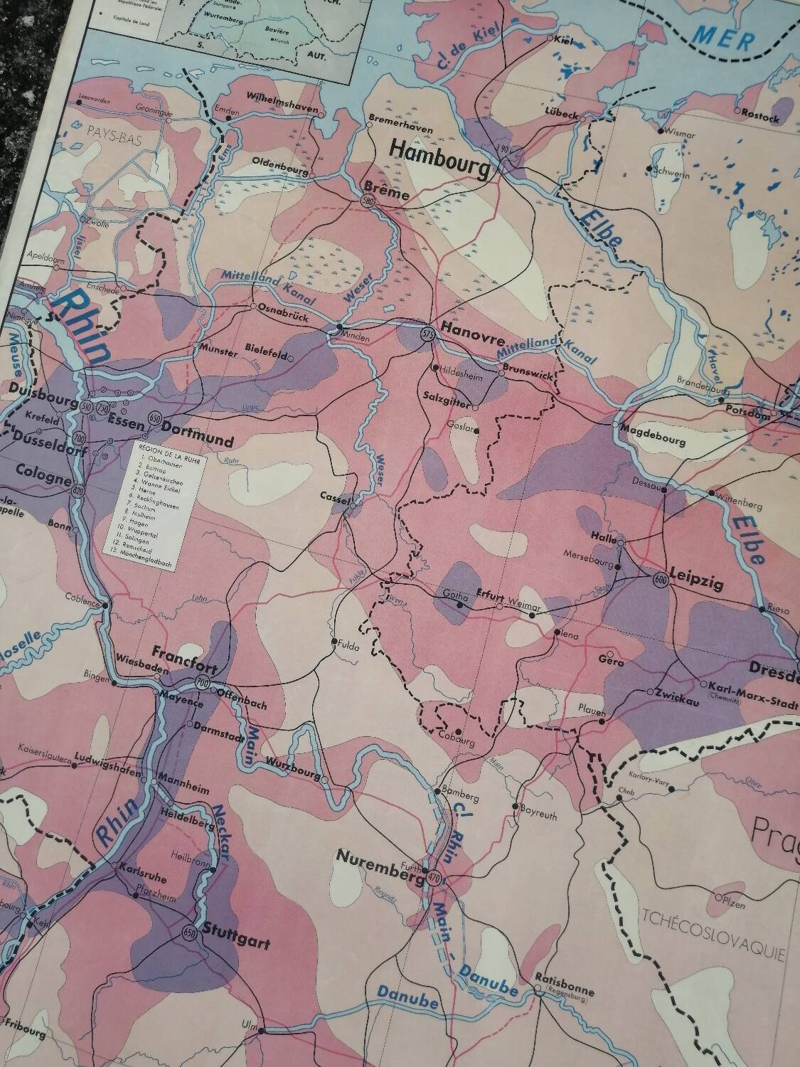 Old MDI map Germany Agricultural and vintage population