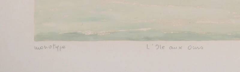 Camille combe: the mountain of bear island, original signed monotype