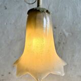 Mid-century elegant toleware floral floor lamp with glass pendants, France 1980