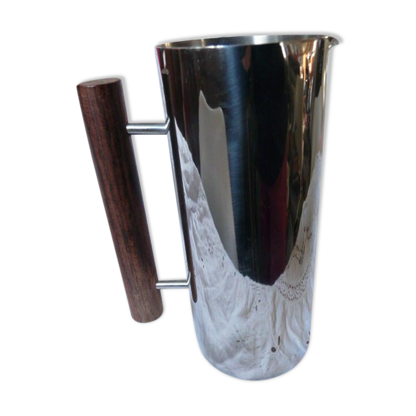 Scandinavian pitcher by Guy Degrenne stainless steel and wood