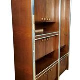 Scandinavian furniture in two modules in stained ash and chromed metal circa 1960