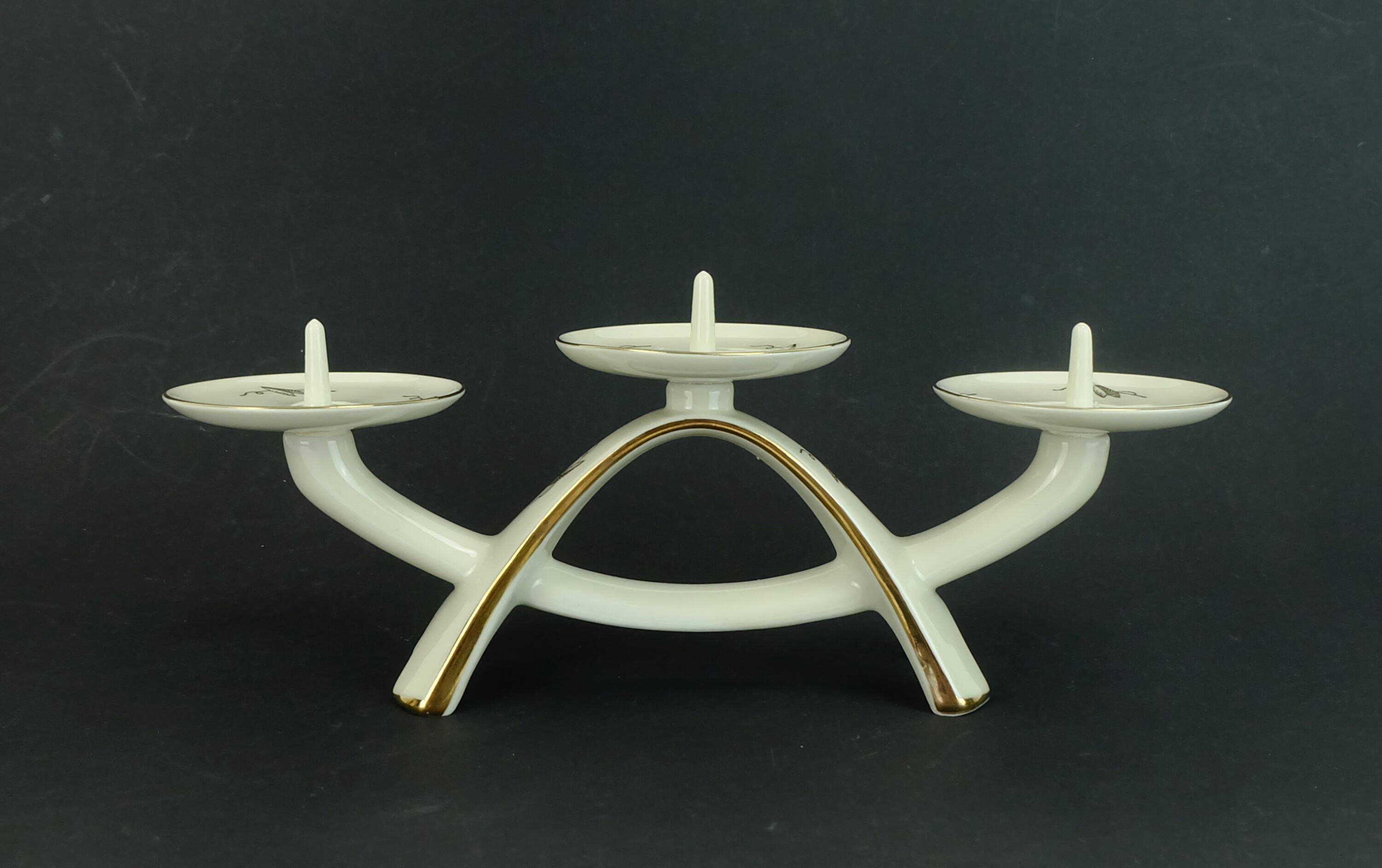 Mid century porcelain candle holder alka-kunst bavaria decor 'peking'