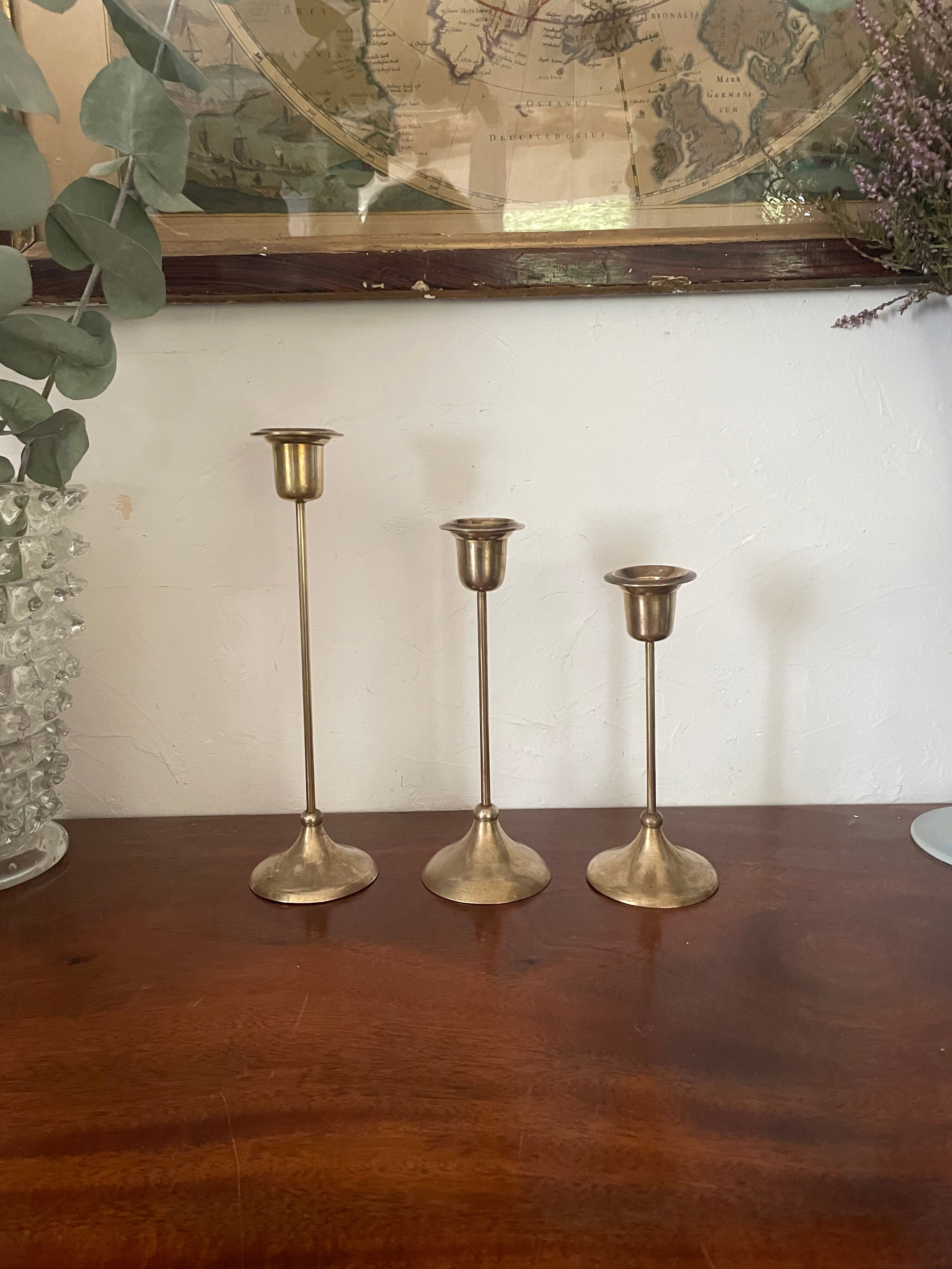 Scandinavian candlesticks in vintage brass