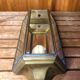 Old Brass Lantern Wall Lamp with Mirrored Background + Vintage Glass Plates