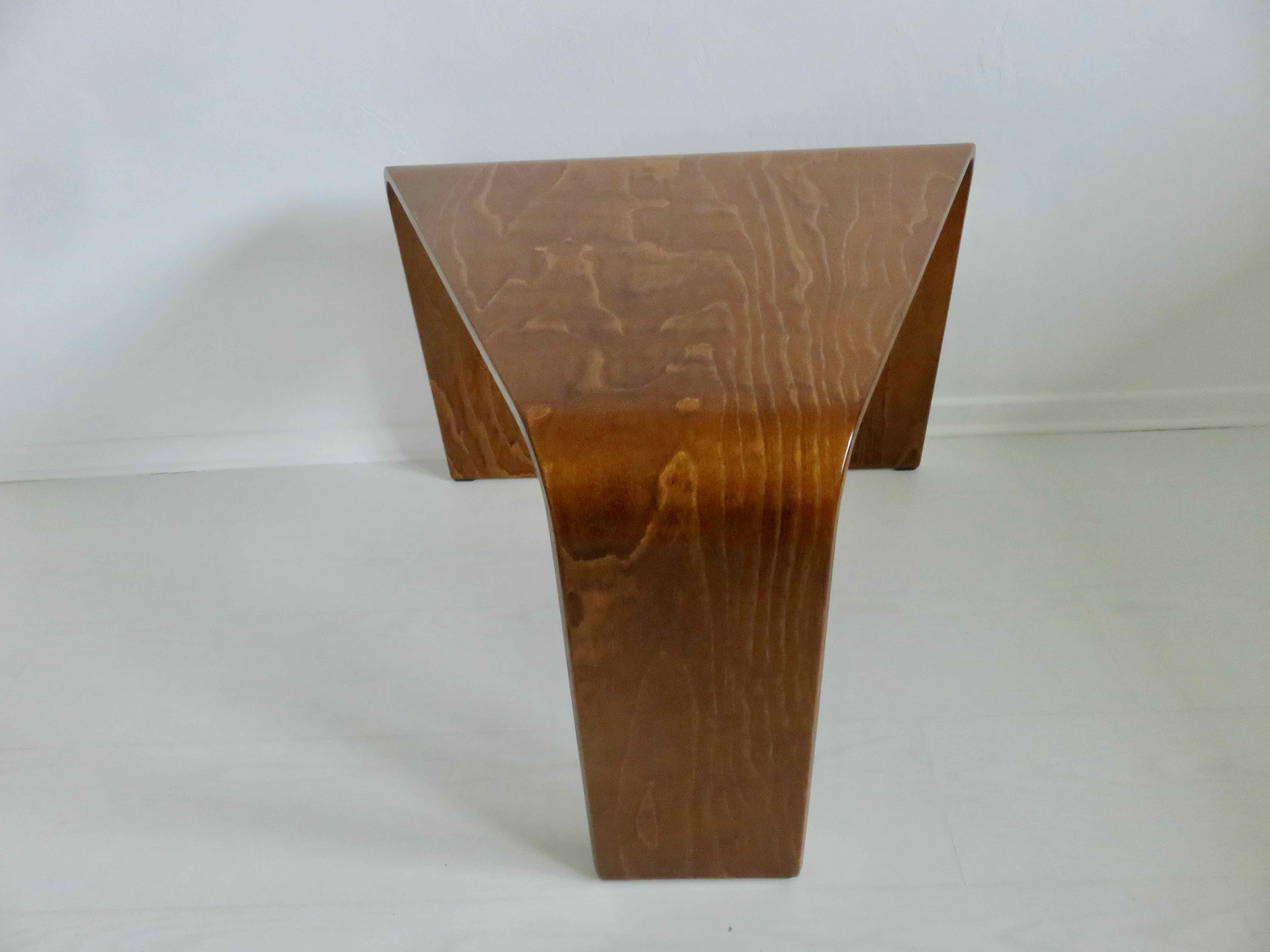 Scandinavian coffee table in curved wood 1970