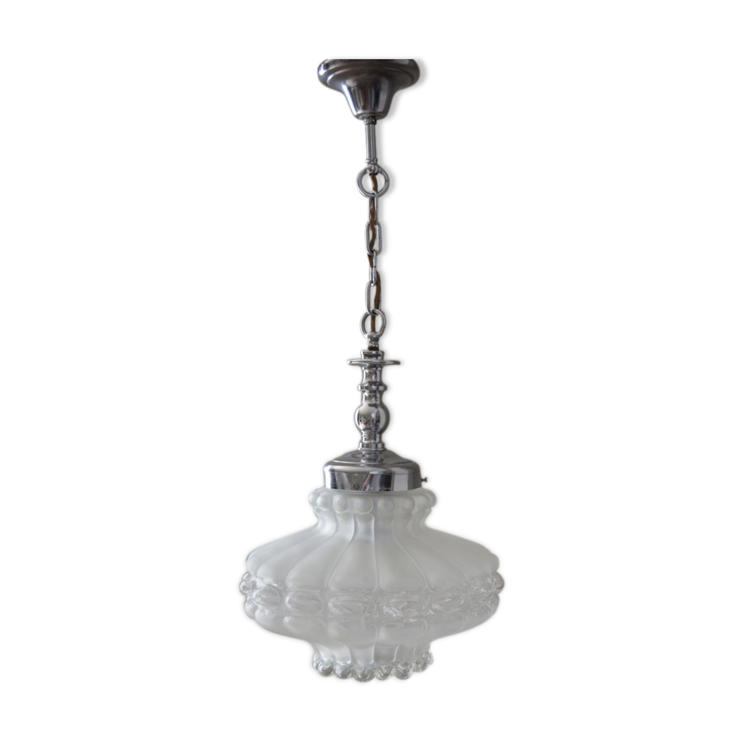 Original Vintage 1960's Lobed Glass Pendant Light