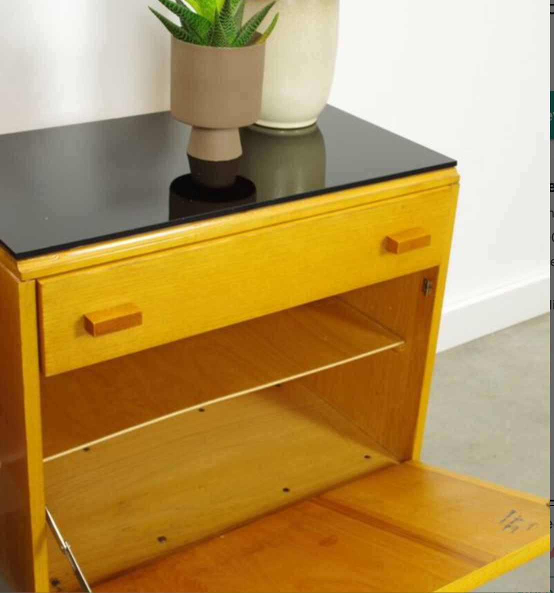 Set of vintage wooden design bedside tables