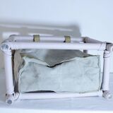 Rattan and canvas magazine rack