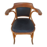 Baumann wood and leather armchair