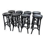 Lot de 8 tabourets de bar vintage en bois