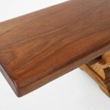 Banc de monastère extra-long en bois d'orme massif, vers 1850