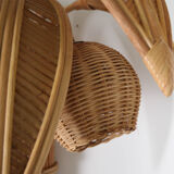 Pair of "coconut/palm" wall lights in rattan