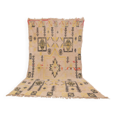 Tapis marocain vintage beige 199 x 376 cm - Tapis en laine berbère fait main