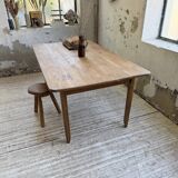 Beech and pine farmhouse table with spindle legs 170 cm