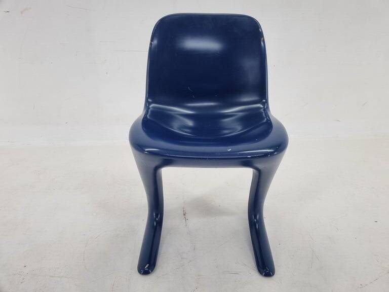 Midcentury Blue Kangaroo Chair Designed by Ernst Moeckl, Germany, 1960s