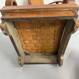 Set of 4 woven rattan armchairs, colonial style, 1950s