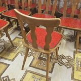 Lot de 12 chaises bistrot skaï rouge 1960 vintage