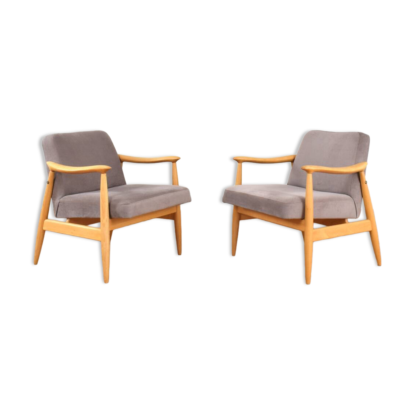 Mid-Century Polish Lounge Chairs by J. Kędziorek, 1960s. Set of 2.