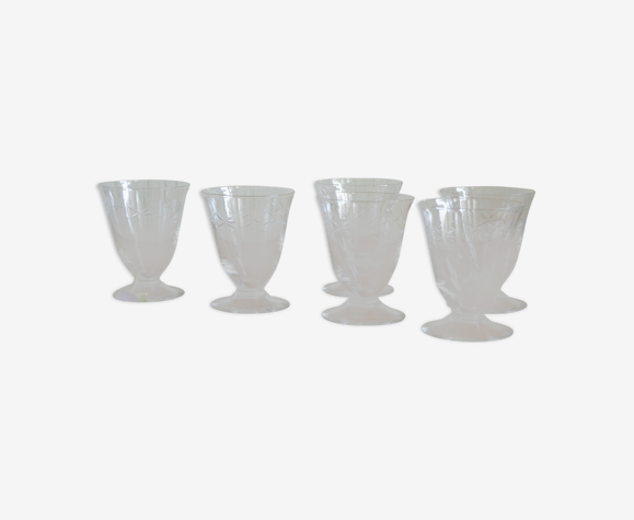 Lot de 6 verres à eau motif branche stylisée