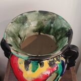 Art Deco vase in ceramic with flame glazes