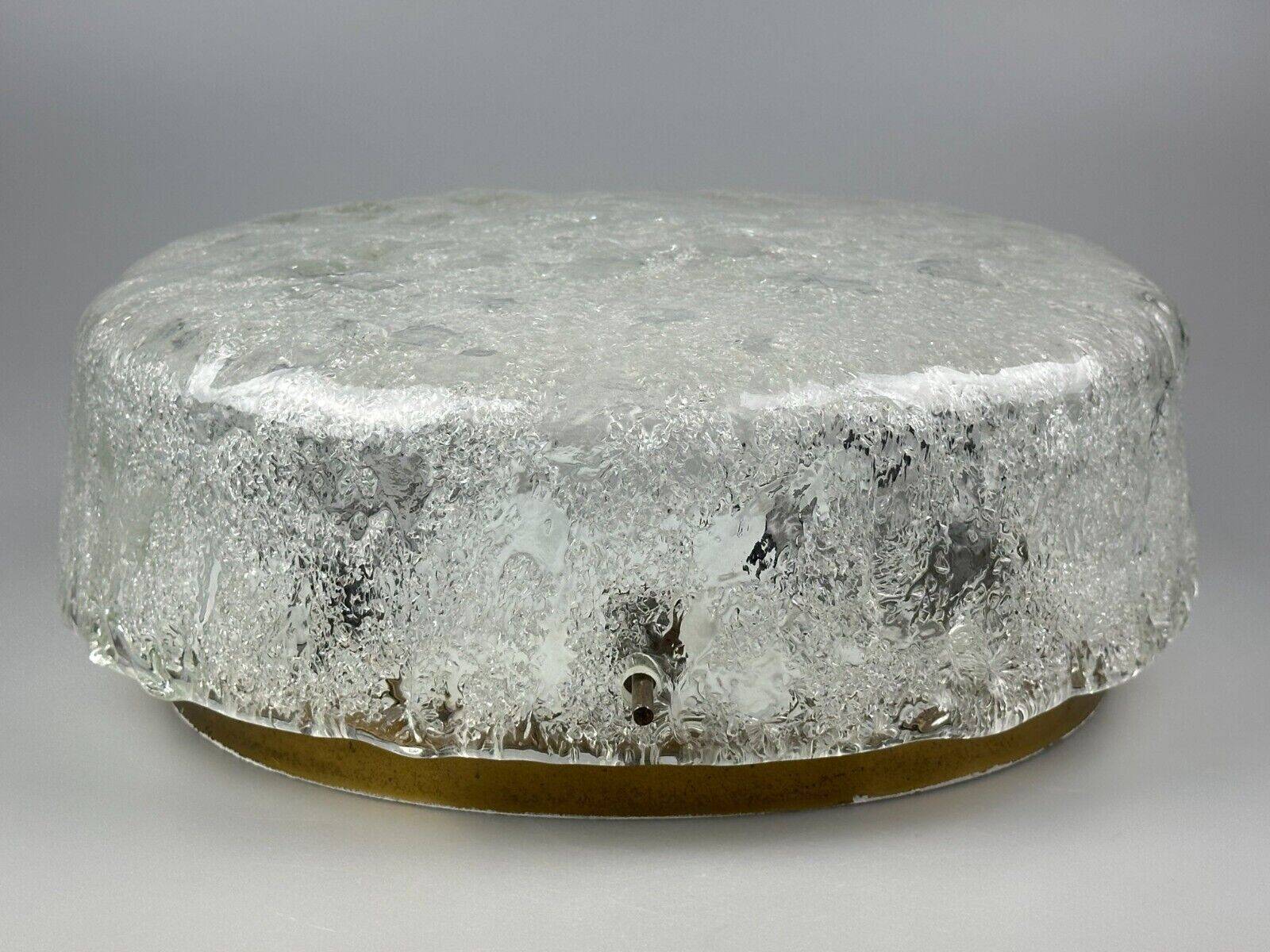 60s 70s ceiling lamp Plafoniere Flush Mount Ice Glass Hillebrand Germany