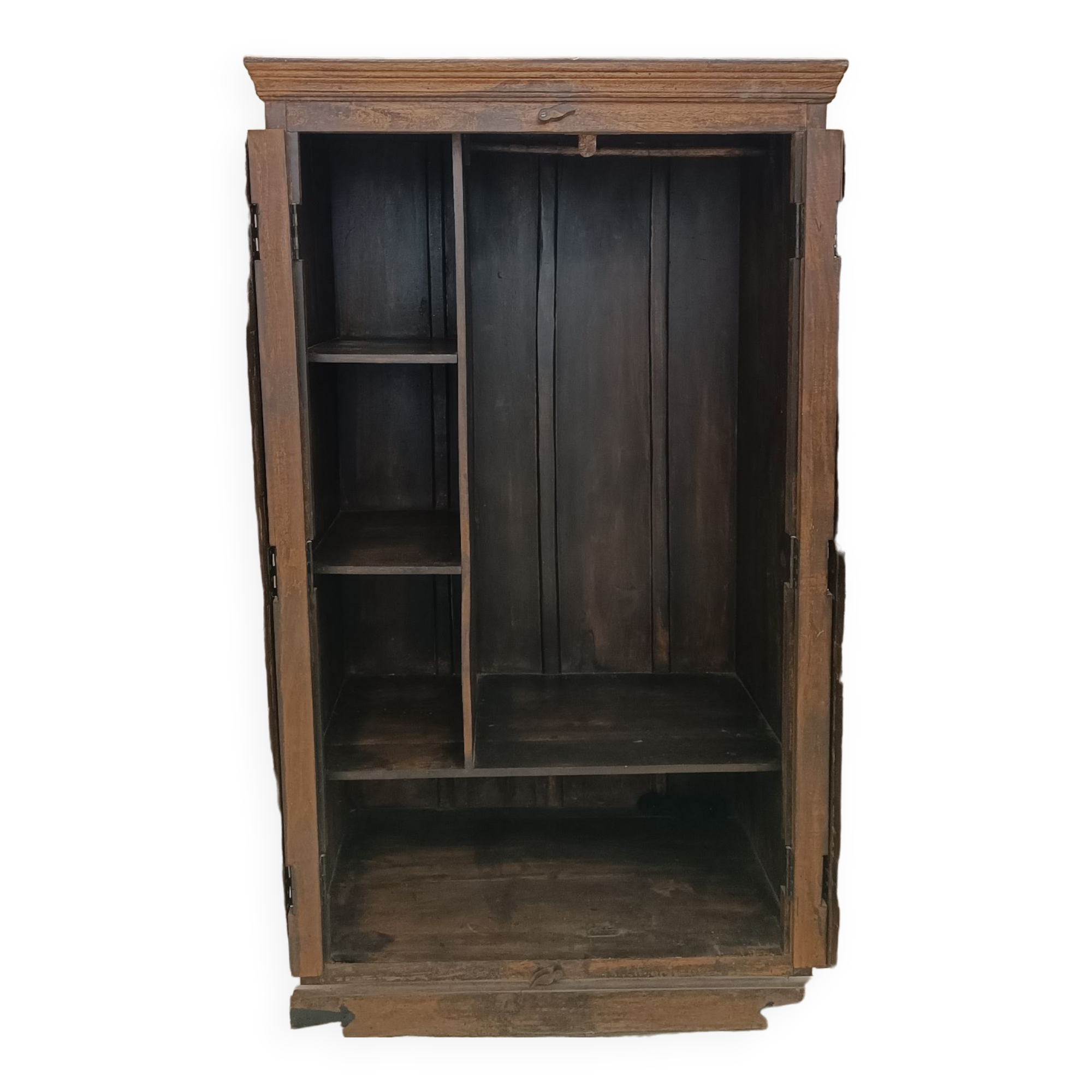 Ancienne Armoire penderie du Rajasthan - bois exotique, réalisée à partir de porte indienne antique