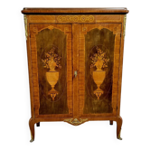 Louis XV style state cabinet in precious wood marquetry