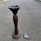 Round candle holder in turned carved wood