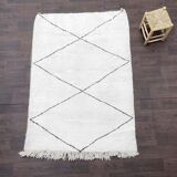 Berber carpet white and black moroccan 150x220