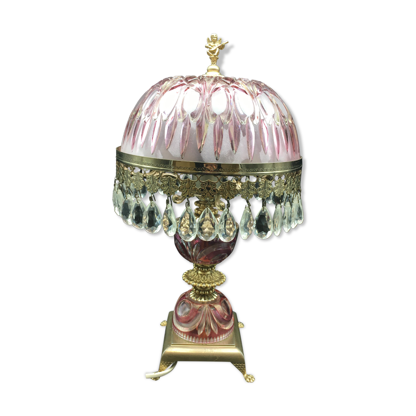 Vintage bedside with grapevines and chiseled crystal