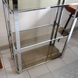 Chrome smoked glass shelf bookcase from the 70s
