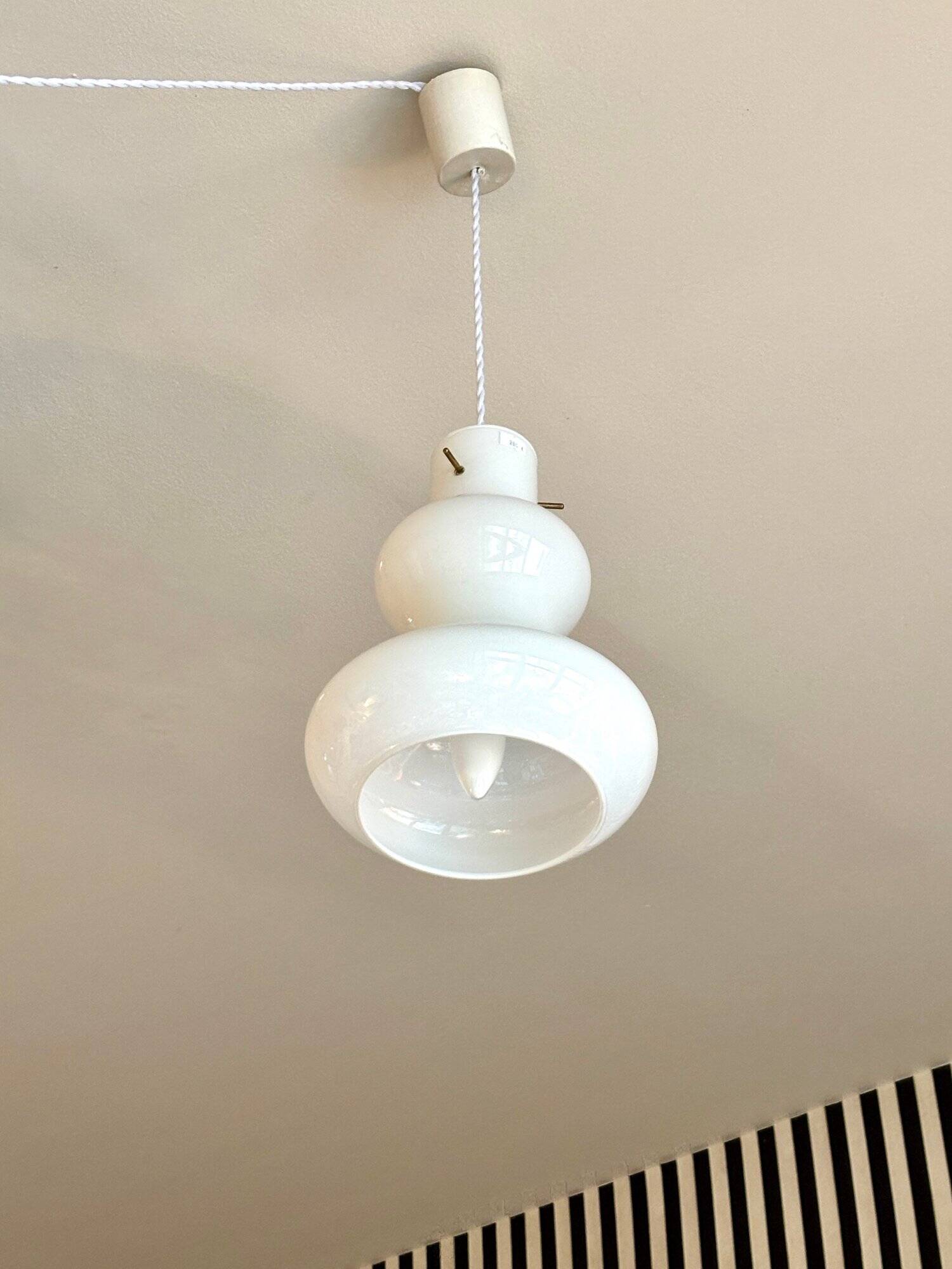 White opaline pendant lamp by Massimo Vignelli for Gino Vistosi, Murano