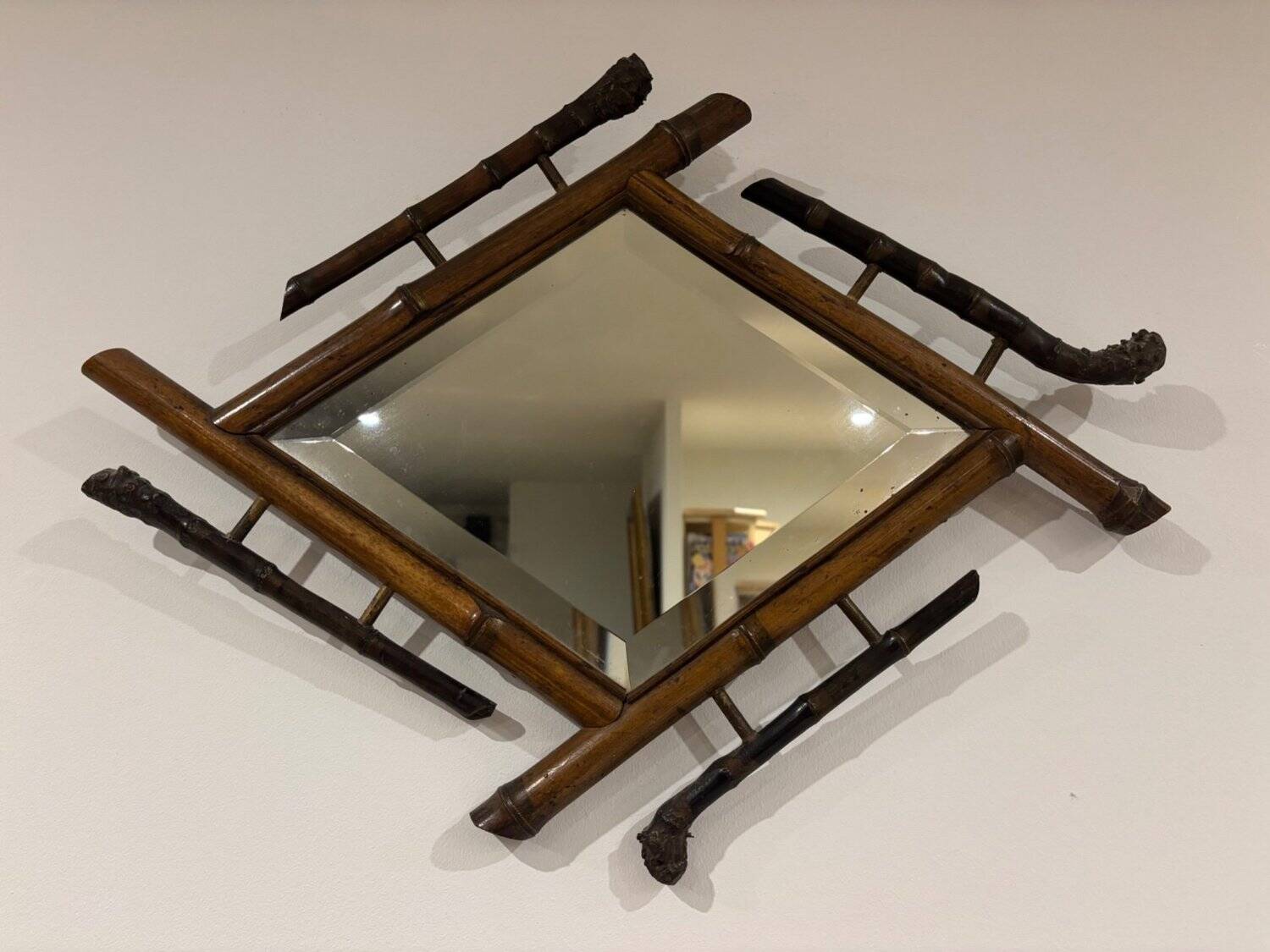Bevelled Bamboo Wall Mirror Japonisme Belle Époque