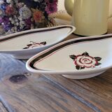 Lot reserved for Anne L, low fruit bowl and 2 Sarreguemines Noyon serving dishes