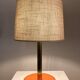 Mid-century modern leather and brass table lamp