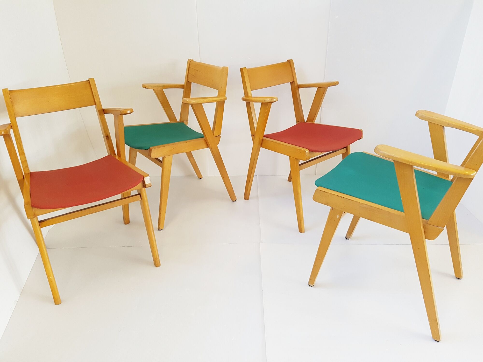 Set of 4 chairs chairs bridge 1950 vintage 50s rockabilly chairs zazou