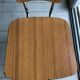 Duo de chaises en formica imitation bois marron et pieds eiffel