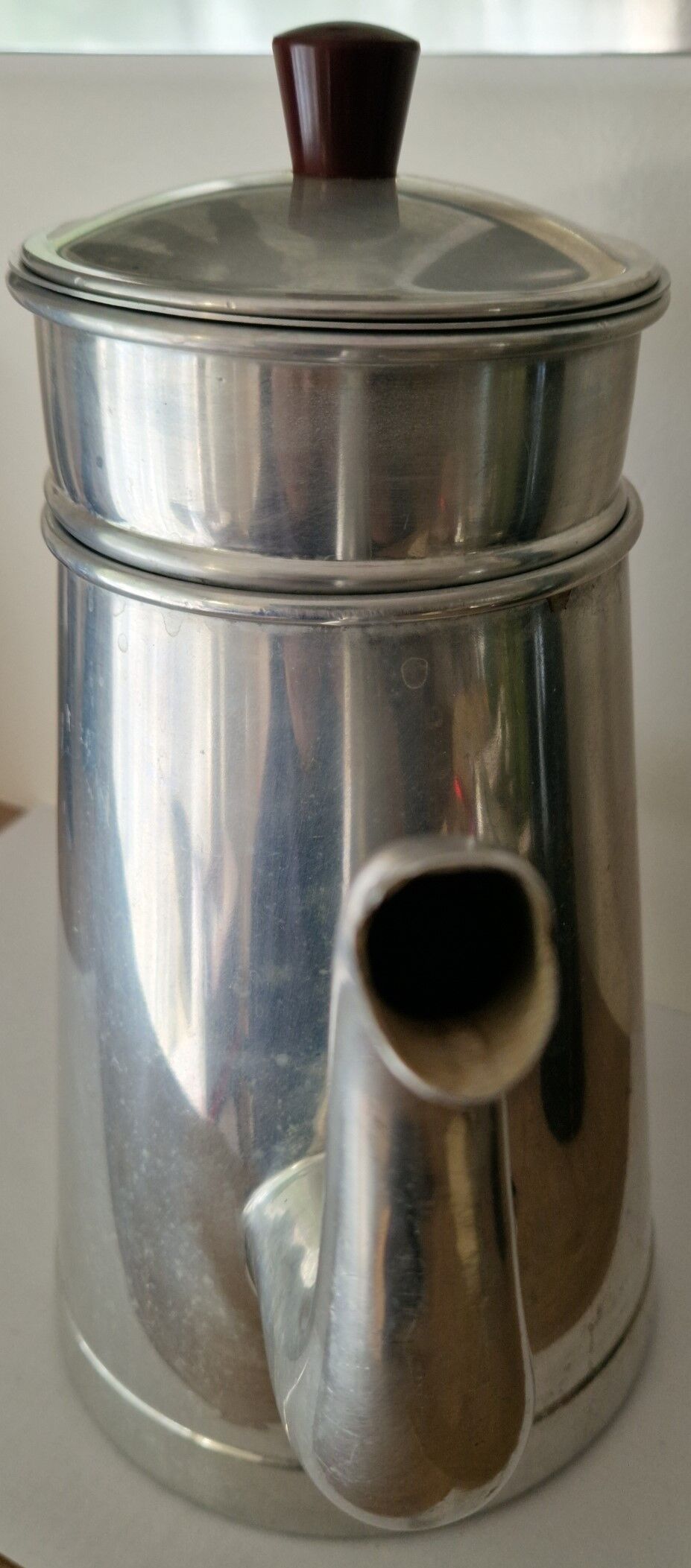 Vintage aluminium coffee pot Tournus Unis France – complete – 1950s