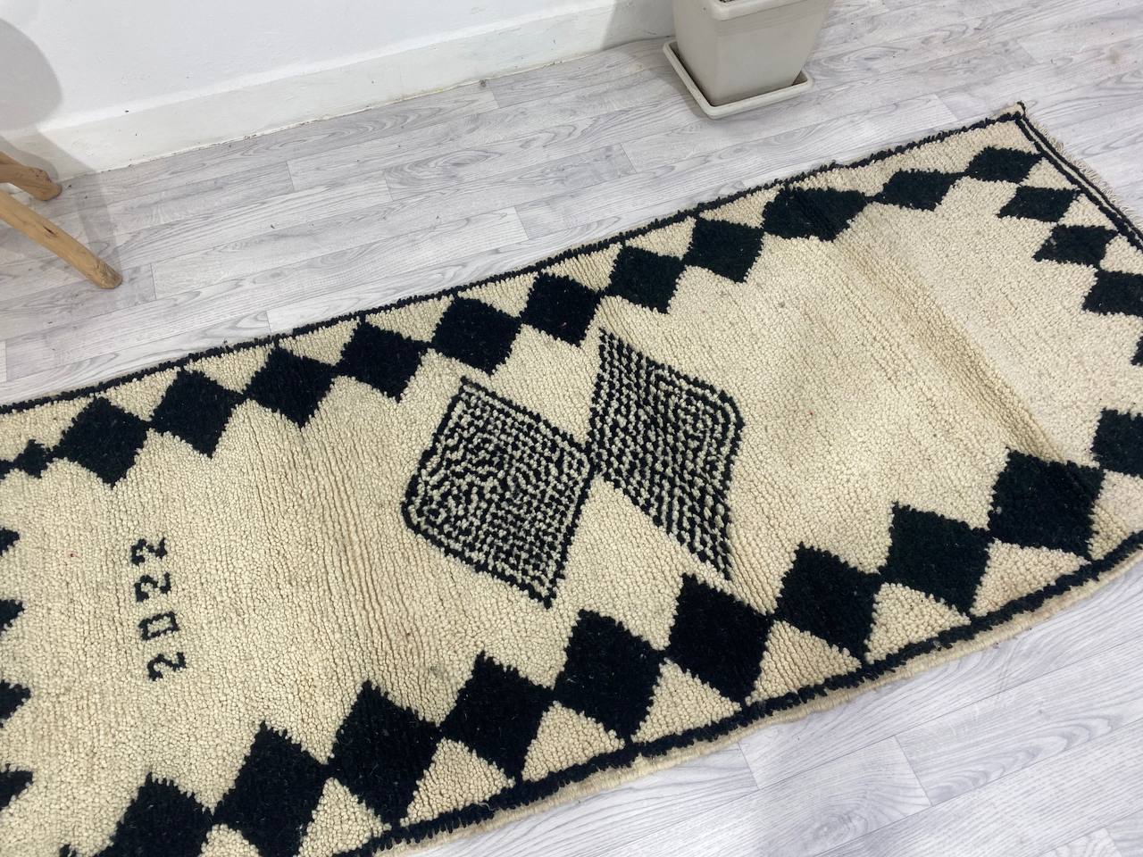 Handmade Moroccan Berber carpet 231 X 95 CM