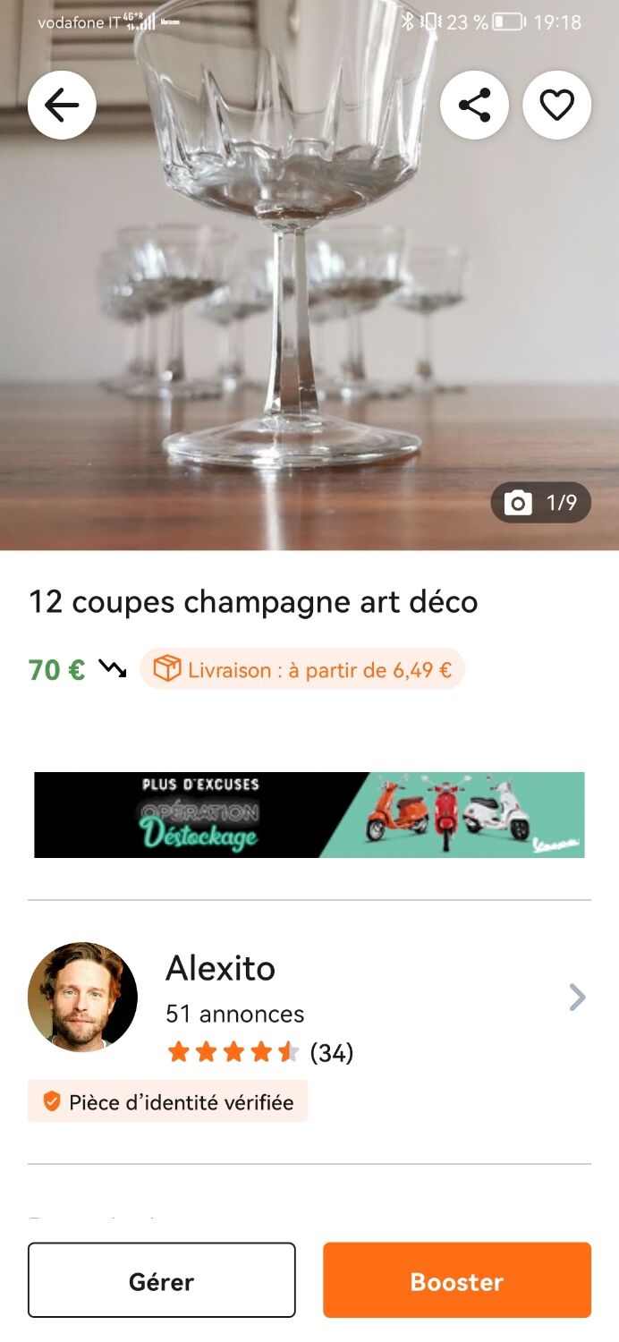 12 vintage champagne glasses