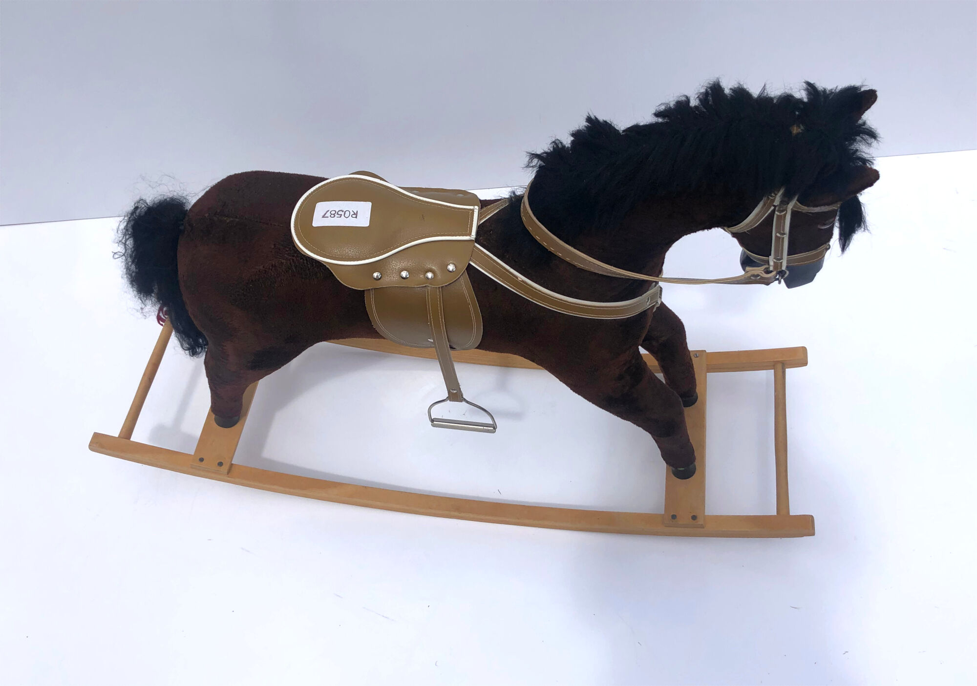 Vintage Mid-Century Wooden Rocking Horse Circa 1960s, Stuffed With Straw