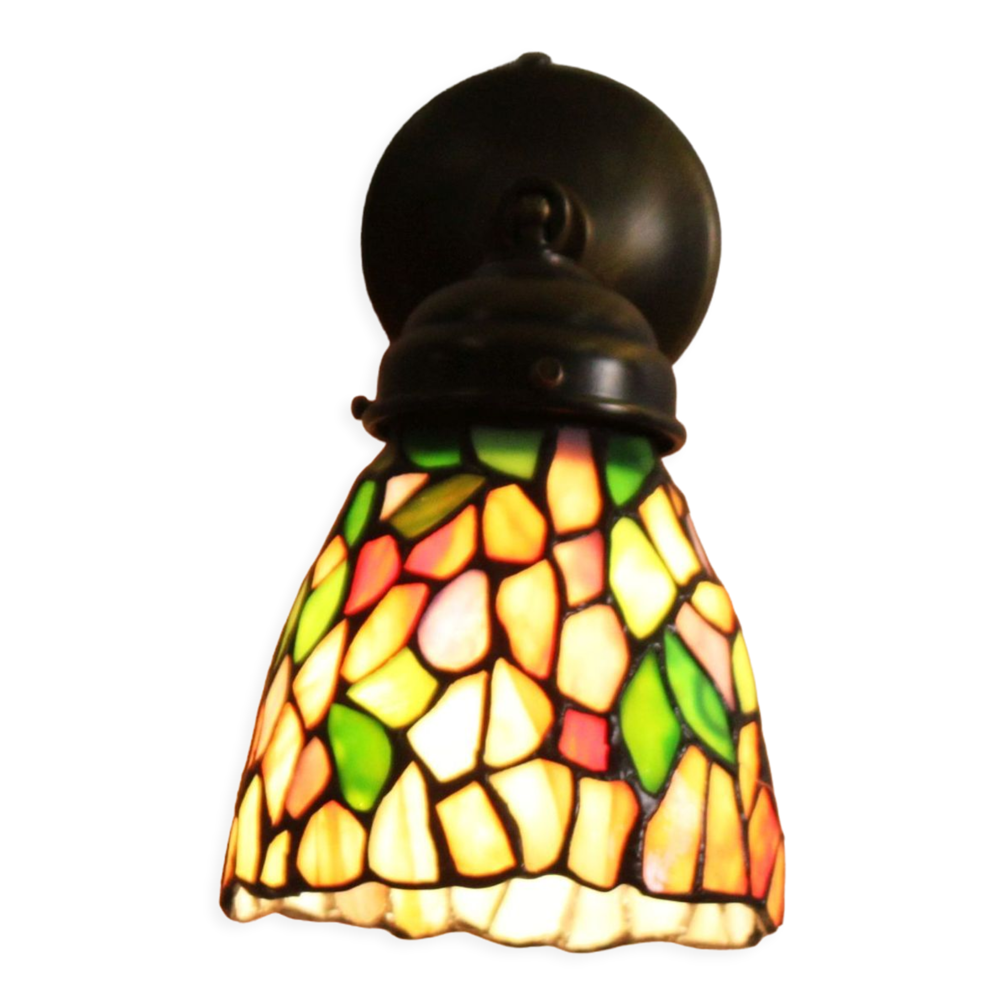 Applique Tiffany, vitrail et étain